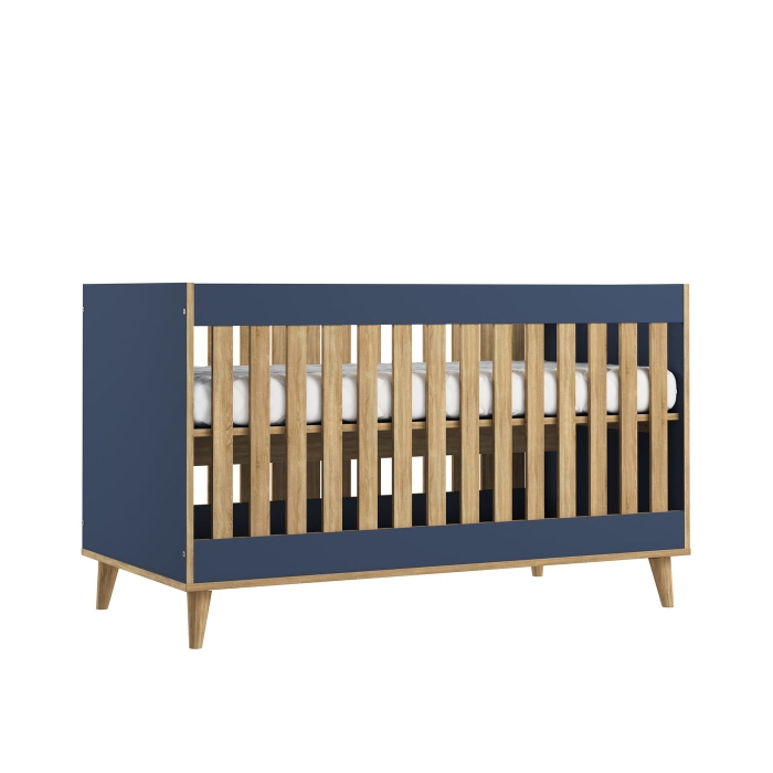 Babybett 3 in 1 NEW YORK - blau & Eiche